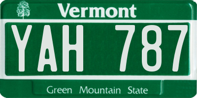 VT license plate YAH787