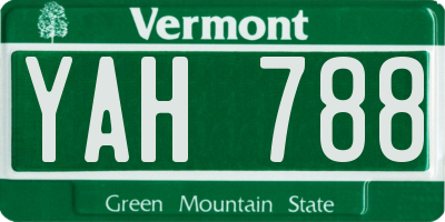VT license plate YAH788