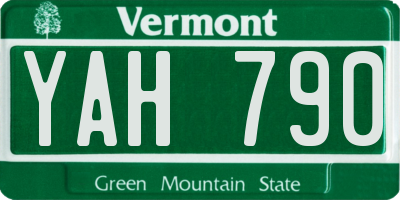 VT license plate YAH790