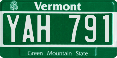 VT license plate YAH791