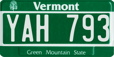 VT license plate YAH793