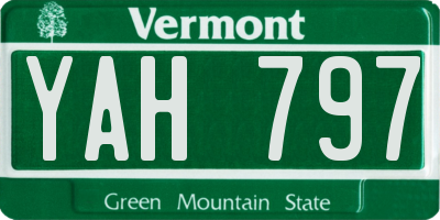 VT license plate YAH797