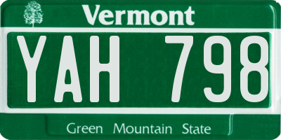 VT license plate YAH798