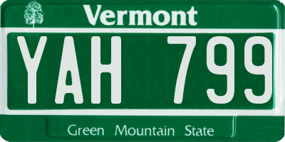 VT license plate YAH799