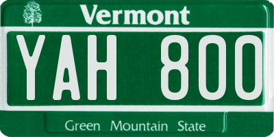 VT license plate YAH800