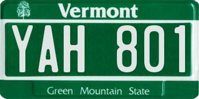 VT license plate YAH801