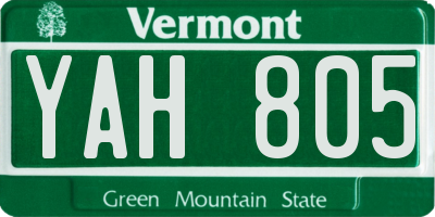 VT license plate YAH805