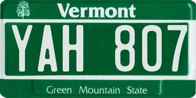 VT license plate YAH807