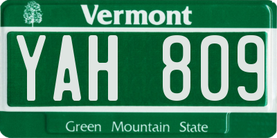 VT license plate YAH809