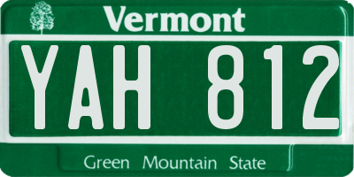 VT license plate YAH812