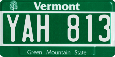 VT license plate YAH813