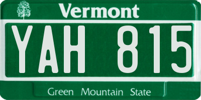 VT license plate YAH815