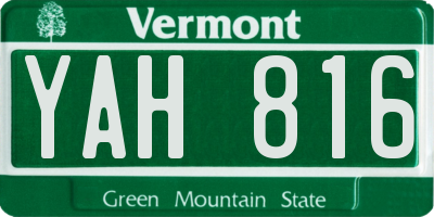 VT license plate YAH816