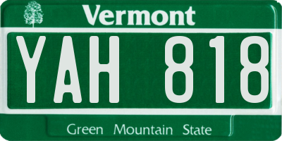 VT license plate YAH818