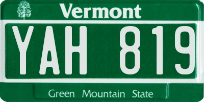 VT license plate YAH819