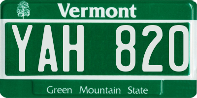 VT license plate YAH820