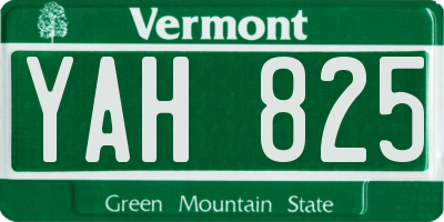 VT license plate YAH825