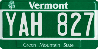 VT license plate YAH827