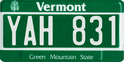 VT license plate YAH831