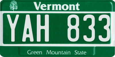 VT license plate YAH833