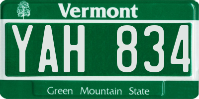 VT license plate YAH834