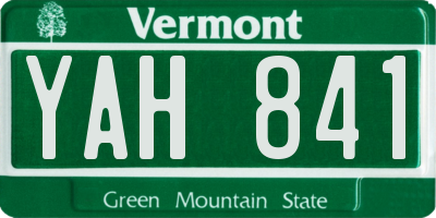 VT license plate YAH841