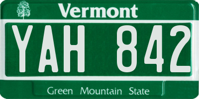 VT license plate YAH842