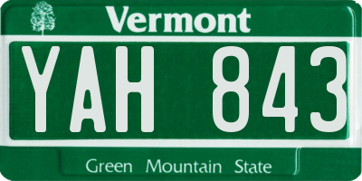 VT license plate YAH843