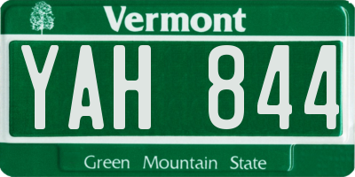 VT license plate YAH844