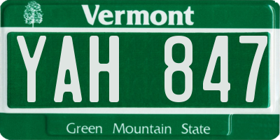 VT license plate YAH847