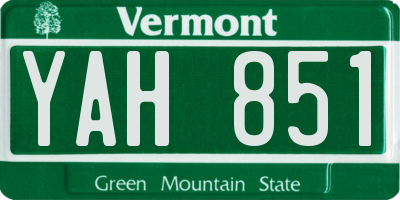 VT license plate YAH851