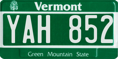VT license plate YAH852