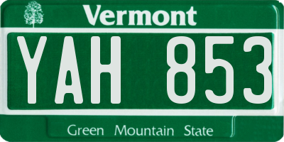 VT license plate YAH853