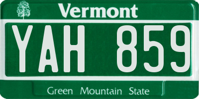 VT license plate YAH859