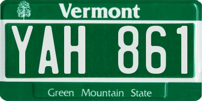 VT license plate YAH861