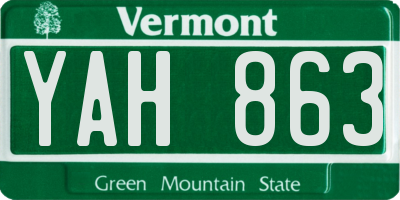VT license plate YAH863