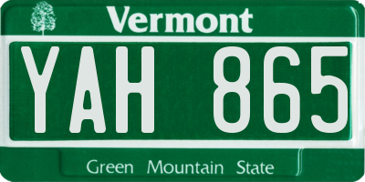 VT license plate YAH865