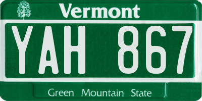 VT license plate YAH867