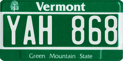 VT license plate YAH868