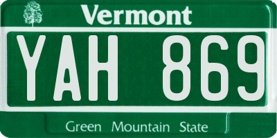 VT license plate YAH869
