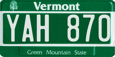 VT license plate YAH870