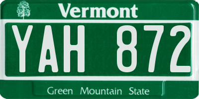 VT license plate YAH872