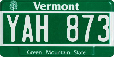 VT license plate YAH873