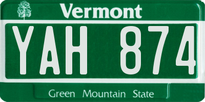 VT license plate YAH874