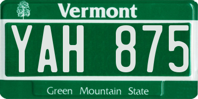 VT license plate YAH875