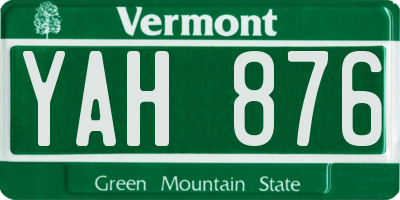VT license plate YAH876