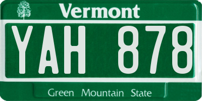 VT license plate YAH878
