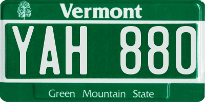 VT license plate YAH880