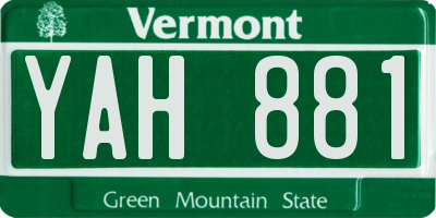 VT license plate YAH881