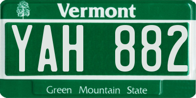 VT license plate YAH882